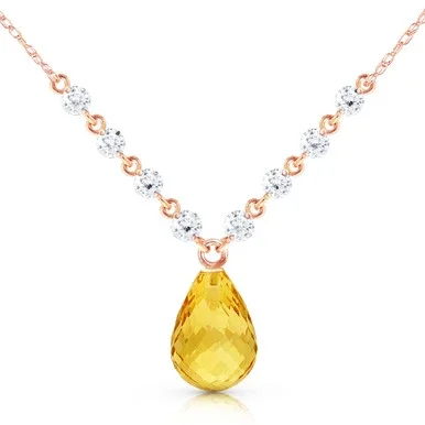 Galaxy Gold 14k14″ Rose Gold Necklace with Diamonds and Citrine