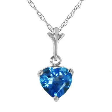 Galaxy Gold 14k14″ Solid White Gold Heart-shaped 1.15 Carat Natural Blue Topaz Pendant Necklace