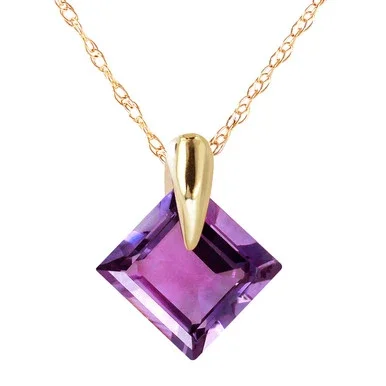 Galaxy Gold 14k14″ Yellow Gold Necklace with Natural Amethyst Pendant
