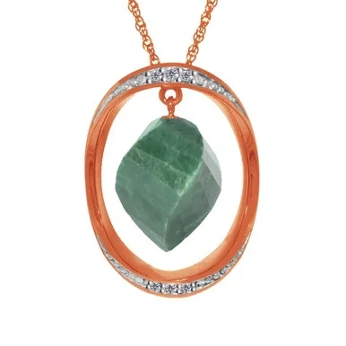 Galaxy Gold 15.35 CT. 14k14″ Rose Gold Necklace with Twisted Briolette Dyed Green Sapphire and Diamonds