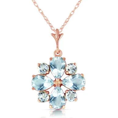 Galaxy Gold 2.43 Carat 14k 20″ Solid Rose Gold Necklace with Natural Aquamarine Pendant