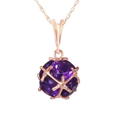 Galaxy Gold 2.8 Carat 14k 18″ Solid Rose Gold Necklace with Natural Amethysts