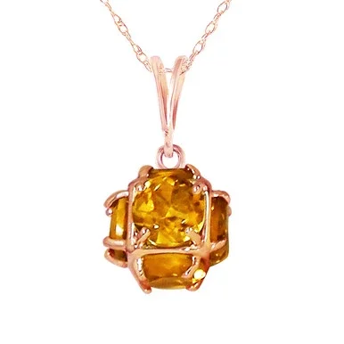 Galaxy Gold 2.8 Carat 14k 18″ Solid Rose Gold Necklace with Natural Citrines