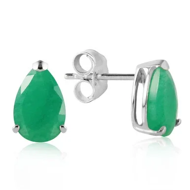 Galaxy Gold 2 Carat 14k Solid White Gold Temptation Near Emerald Earrings