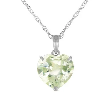 Galaxy Gold 3.1 Carat 14k 20″ Solid White Gold Necklace with Natural Heart Shaped 10 mm Green Amethyst