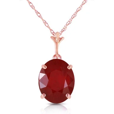 Galaxy Gold 3.5 CTW 14k Solid Gold Scarlet Seduction Oval Cut Ruby Necklace 4172 (14k, Rose-Gold)