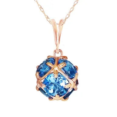 Galaxy Gold 3.7 Carat 14k 20″ Solid Rose Gold Necklace with Natural Blue Topaz