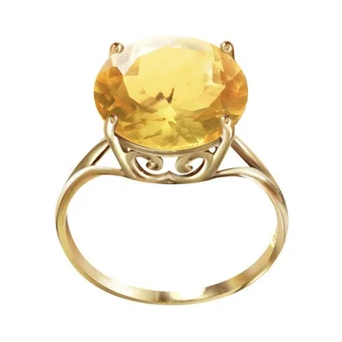Galaxy Gold 5.5 Carat 14k Solid Gold Ring with Natural 12.0 MM Round Citrine – Size 9.5