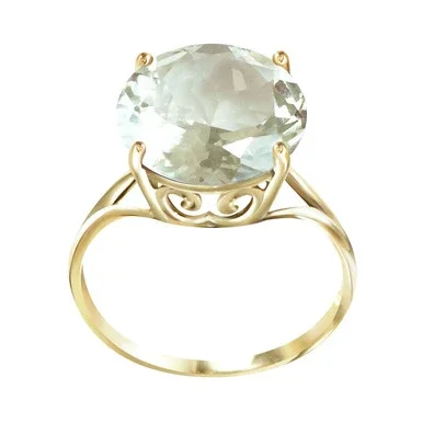 Galaxy Gold 5.5 Carat 14k Solid Gold Ring with Natural 12.0 MM Round Green Amethyst – Size 5.5