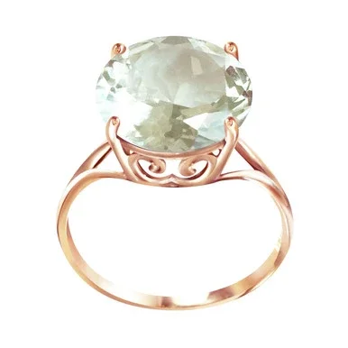 Galaxy Gold 5.5 Carat 14k Solid Rose Gold Ring with Natural 12.0 MM Round Green Amethyst – Size 9