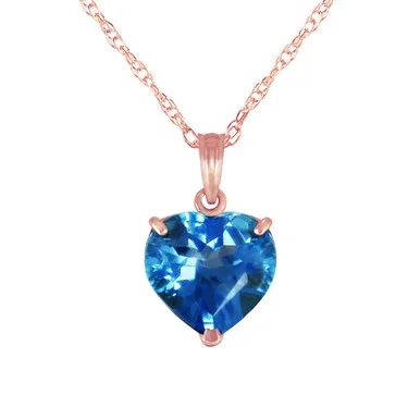 Galaxy Gold 6.3 Carat 14k 18″ Solid Rose Gold Necklace with Natural Heart Shaped 10 mm Blue Topaz