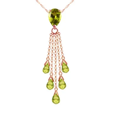 Galaxy Gold 7.5 CTW 14k 16″ Solid Rose Gold Necklace with Briolette Peridot Pendant