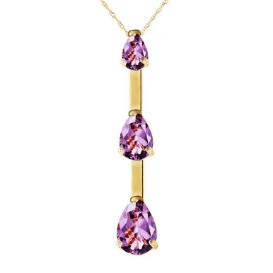 Galaxy Gold Genuine 14k carat 14k Solid Yellow, White,Rose Gold Lady’s Intuition Design Necklace with 1.71 Total Carats (CTW) Pear Shape Natural Purple Amethyst Pendant – 1671 (Yellow-Gold, 24)