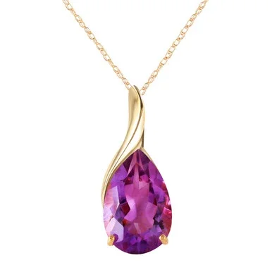 Genuine 14k Solid Gold Necklace with Gorgeous 5 Carat (CTW) Natural Pear-shaped Amethyst – 1626Y_18