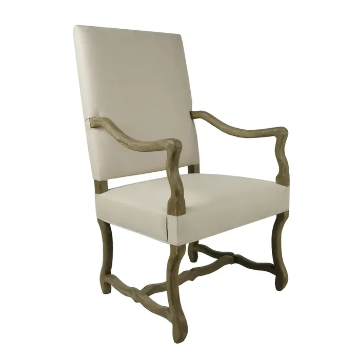 GJ Styles – Linen High Back Armchair W.Oak (Set of 2) – FD31