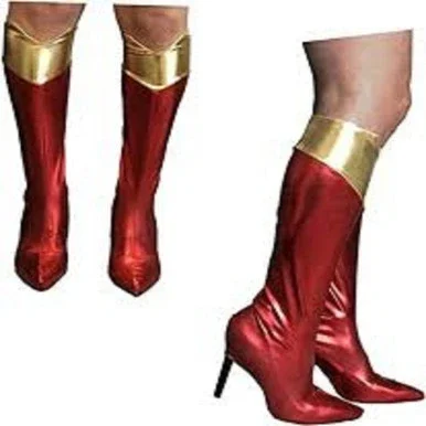 Gold and Red Supergirl Boot Tops Girls Halloween Accessory- 6+