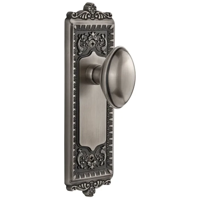 Grandeur Windsor Solid Brass Rose Dummy Door Knob Set with Eden Prairie Knob