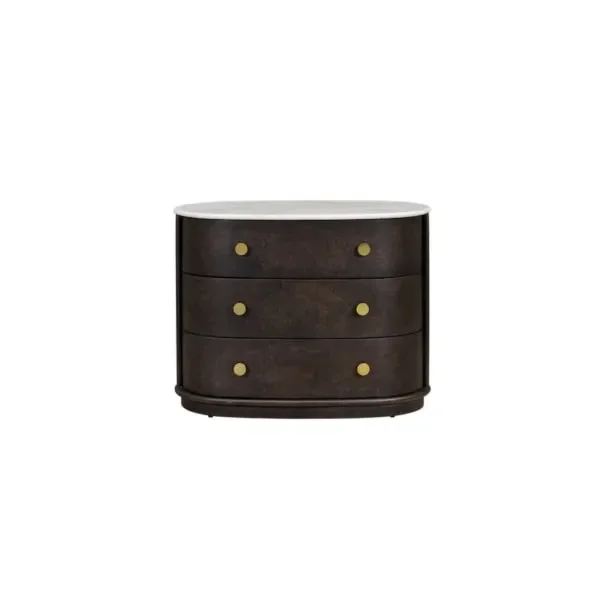 Greer Three Drawer Nightstand in Chocolate Burl – AT20330-CTB/GWM