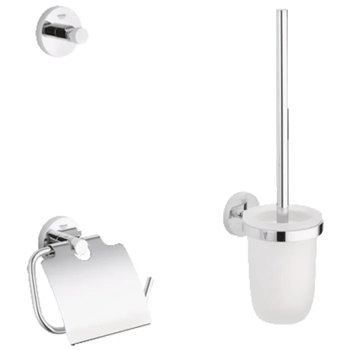Grohe Essentials Accessory Kit – Includes Toilet Paper Holder, Robe Hook, and Toilet Brush Holder
