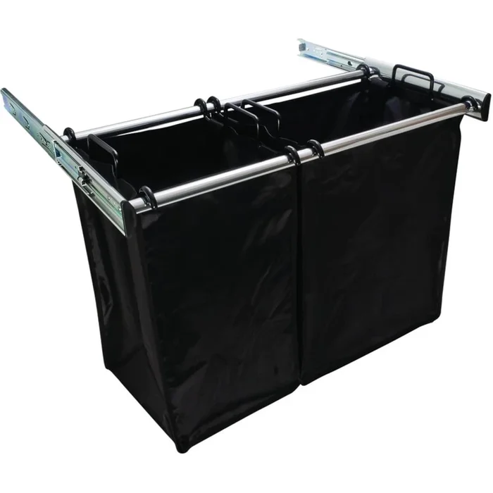 Hafele 30 Inch Wide Double Pull Out Hamper with Full Extension Slides and Removable Bag