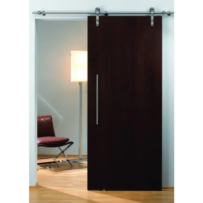 Hafele Flatec I Series 100 Inch Stainless Steel Barn Door Kit for Wood Doors