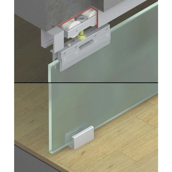 Hafele HAWA Junior Fitting Set for Single 176 Lb. Top Hung Sliding Glass Door without Upper Track