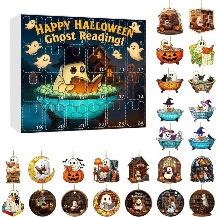 Halloween Advent Calendar with Ghost Ornaments-24 Days of Festive Fun
