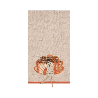 Harvest Time Turkey Fall Harvest Machine Washable Embellished Flour Sack Kitchen Towel Decor Decoration