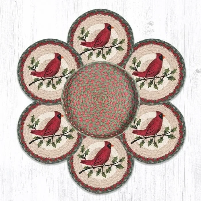 Holly & Cardinal Trivets/Basket Set