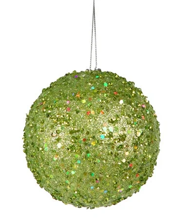 Holographic Glitter Green Apple Drenched Christmas Ball Ornament 4″ (100mm)