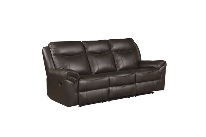 Homelegance – Aram Double Reclining Sofa with Center Drop-Down Cup Holders – 8206BRW-3