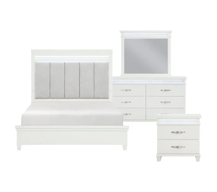 Homelegance – Kidman 4 Piece California King Bedroom Set in White – 1321K-1CK-4SET