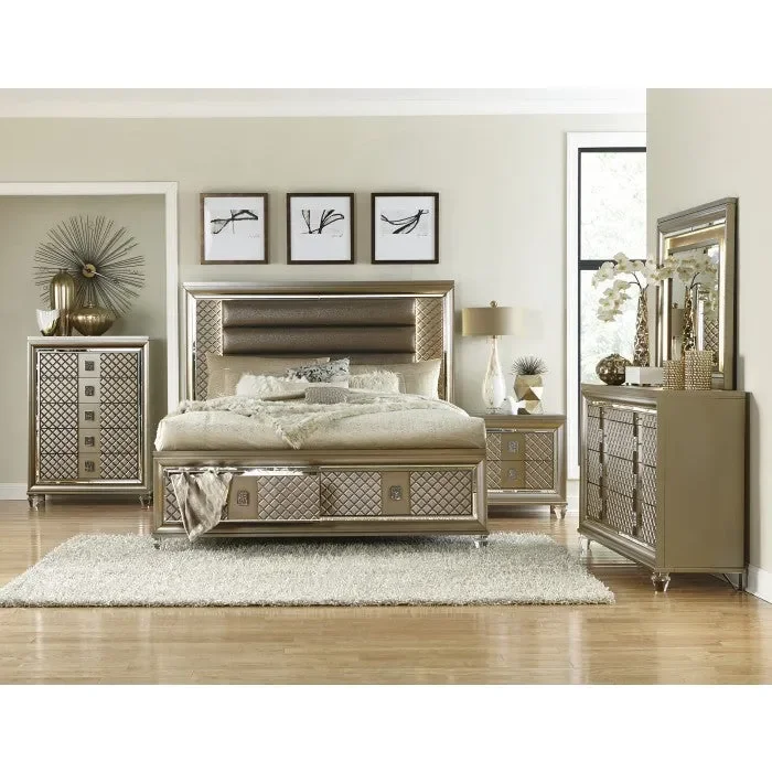 Homelegance – Loudon 5 Piece California King Platform Storage Bedroom Set in Bronze – 1515K-1CK-5SET