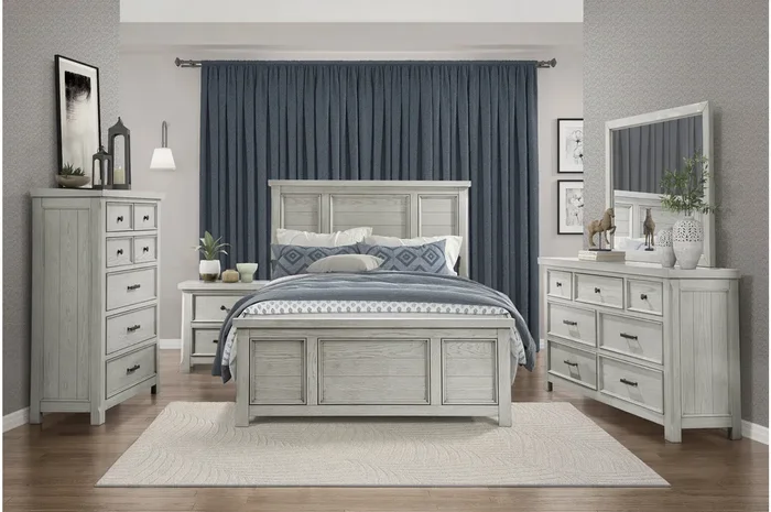 Homelegance – Providence 6 Piece King Bedroom Set in Light Gray – 1458K-1EK-6SET