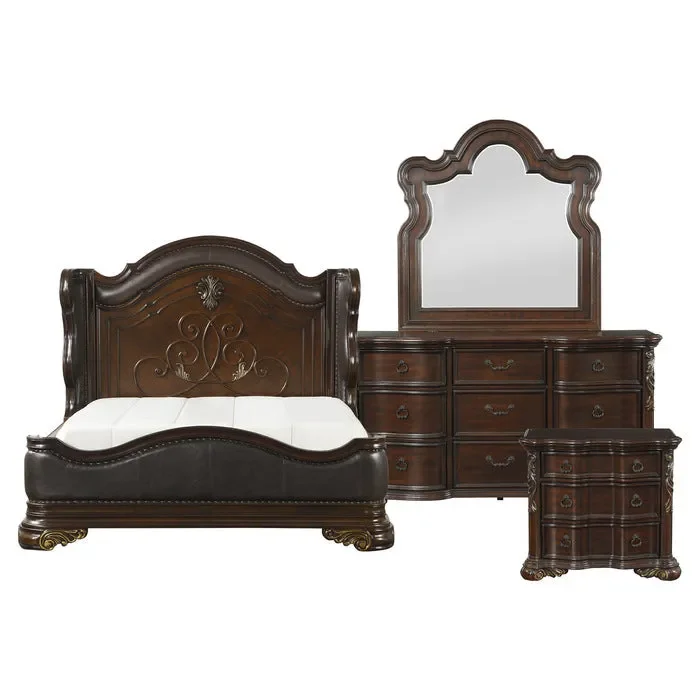 Homelegance – Royal Highlands 4 Piece California King Bedroom Set in Rich Cherry – 1603K-1CK-4