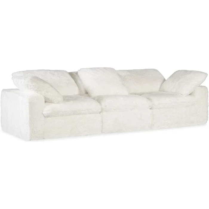 Hooker Furniture Barefoot 125″ Wide Wood and Fabric Sofa with Loose Pillows