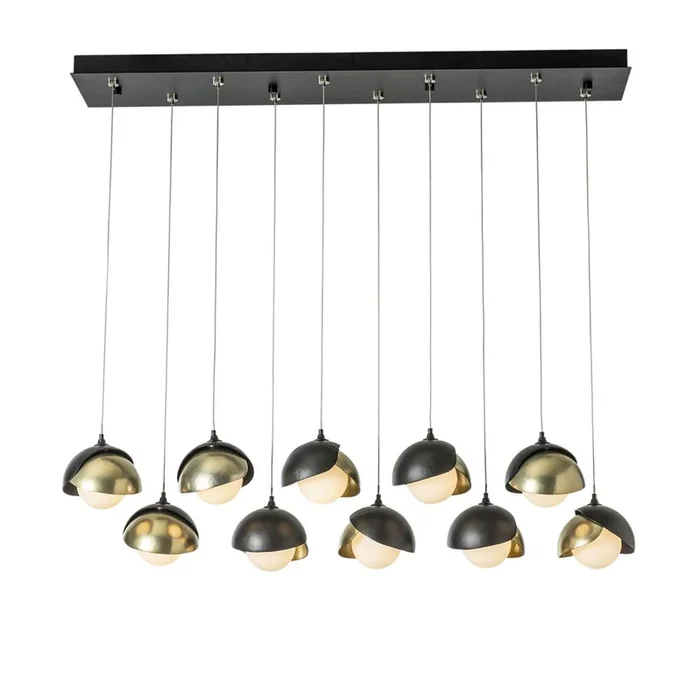 Hubbardton Forge Brooklyn 10-Light Double Shade Rectangular Pendant, 131205-SKT-STND-07-14-GG0711