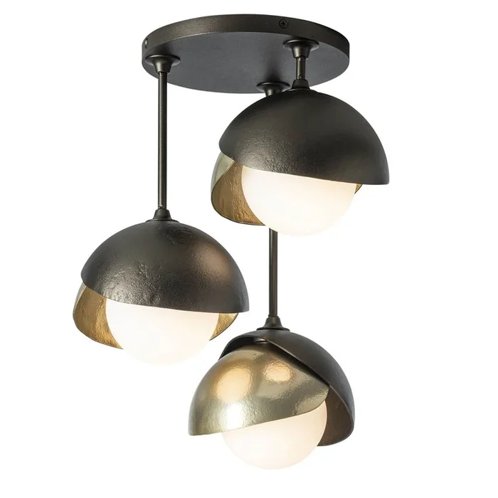 Hubbardton Forge Brooklyn 3-Light Double Shade Semi-Flush, 121374-SKT-07-07-GG0711