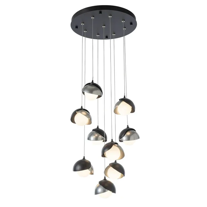 Hubbardton Forge Brooklyn 9-Light Double Shade Round Pendant, 131105-SKT-LONG-82-84-GG0711