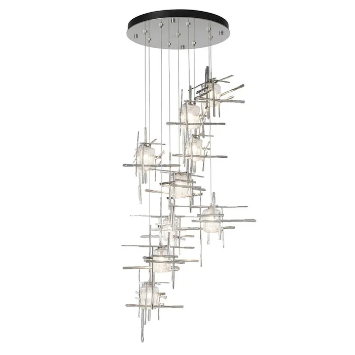 Hubbardton Forge Tura 9-Light Seeded Glass Round Pendant, 131107-SKT-STND-07-II0728