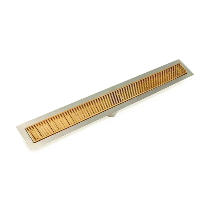 Infinity Drain 24” FF Series Complete Kit with 2 1/2” Wedge Wire Grate in Polished Gold
