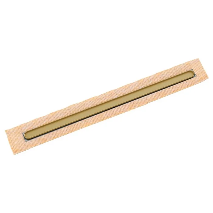 Infinity Drain 36” FCS Series Complete Kit with Discorectangle Tile Insert Frame in Polished Brass