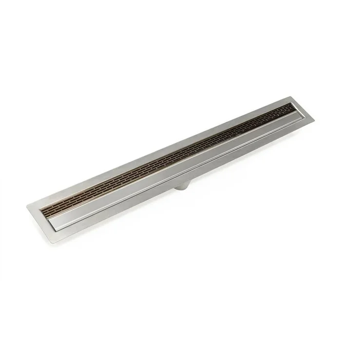 Infinity Drain 36” FF Series Complete Kit with 1 1/2” Perforated Offset Slot Grate in Satin Bronze