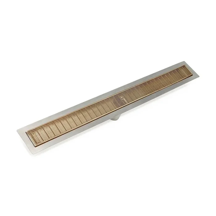 Infinity Drain 36” FF Series Complete Kit with 2 1/2” Wedge Wire Grate in Satin Champagne