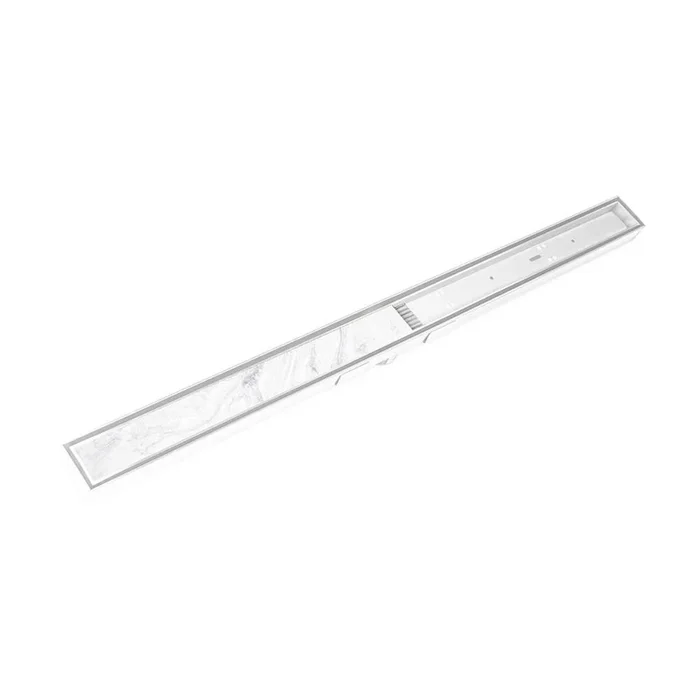 Infinity Drain 36” S-Stainless Steel Series Complete Kit with Tile Insert Frame in Matte White