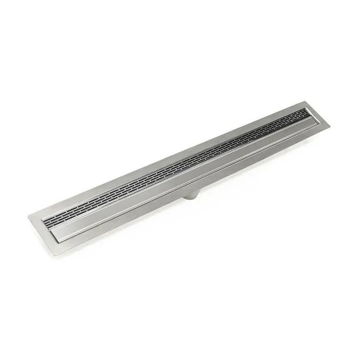 Infinity Drain 42” FF Series Complete Kit with 1 1/2” Perforated Offset Slot Grate in Satin Stainless
