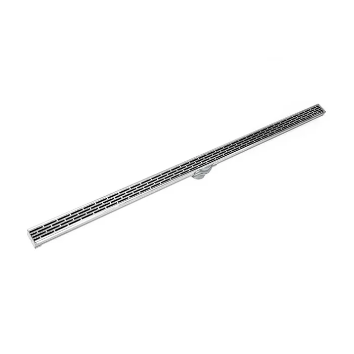 Infinity Drain 48” S-PVC Series Low Profile Complete Kit with 1 1/2” Perforated Offset Slot Grate in Polished Stainless