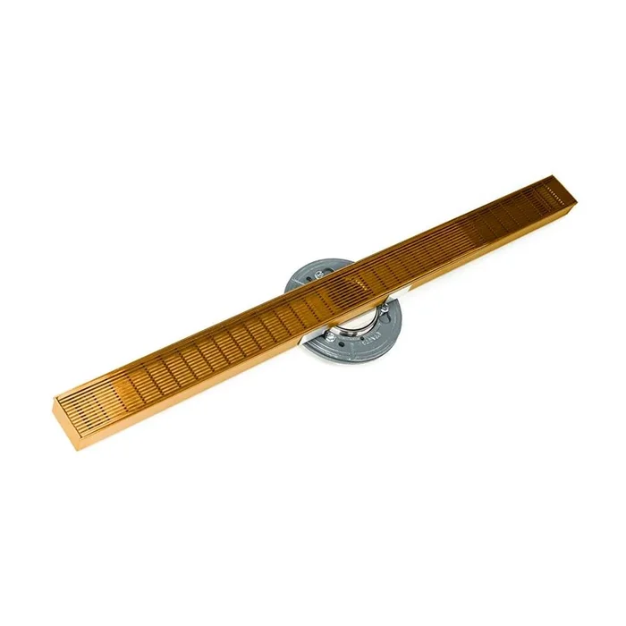 Infinity Drain 48” S-Stainless Steel Series High Flow Complete Kit with 2 1/2” Wedge Wire Grate in Polished Gold with PVC Drain Body, 3” Outlet