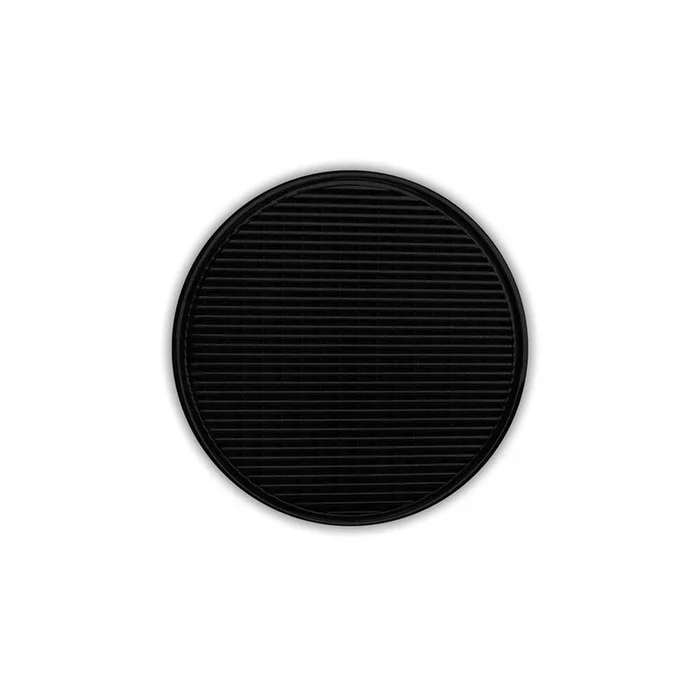 Infinity Drain 5” Round RWD 5 High Flow Complete Kit with Wedge Wire Pattern Decorative Plate in Matte Black with Cast Iron Drain Body, 3” No-Hub Outlet