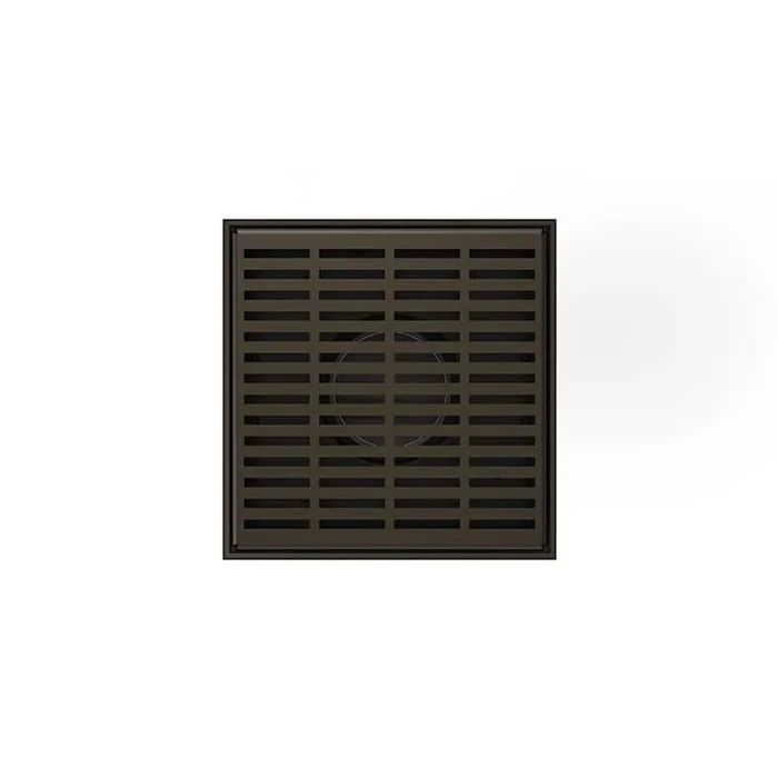 Infinity Drain 5” x 5” LND 5 Slotted Pattern Complete Kit in Oil Rubbed Bronze with Stainless Steel Bonded Flange, 2” No Hub Outlet